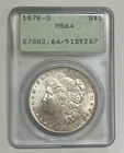 1878-S Morgan Silver Dollar Uncirculated PCGS MS64 Old Green Rattler Holder