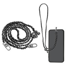 Phone Lanyard, 47" Adjustable Crossbody Phone Black Chain with Tether Tab, Black
