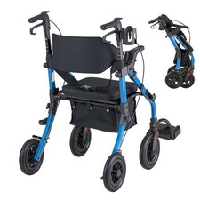 Uimoso 2-in-1 Folding Rollator Walker and Transport Chair with Wheels