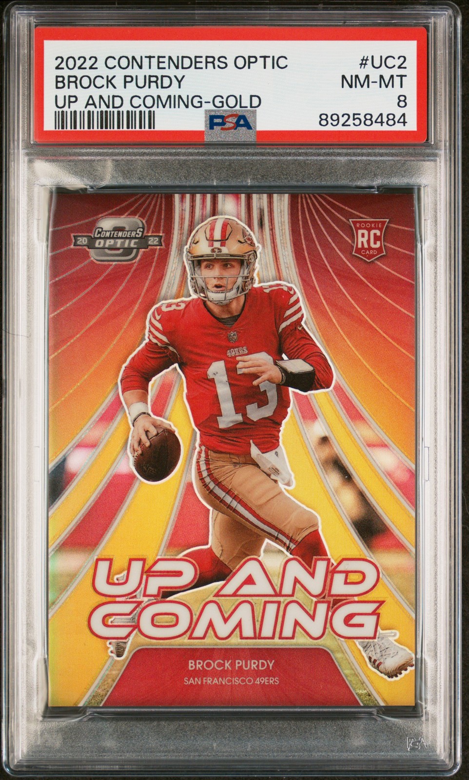 Brock Purdy Panini Contenders Optic Up and Coming #UC2 Gold