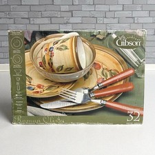 Nuevo en caja Gibson ROMAN OLIVE 32 piezas juego de vajilla servicio para 4 gres pintado a mano