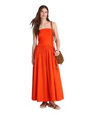 Madewell Womens Tiered Maxi Dress In Bright Orange Cotton Pockets Size 10 NWT