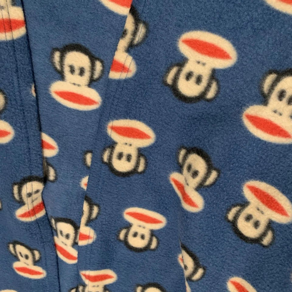 Bata polar vintage Paul Frank Julius de gran tamaño azul bolsillos traseros rara talla única Foto 3 de 4