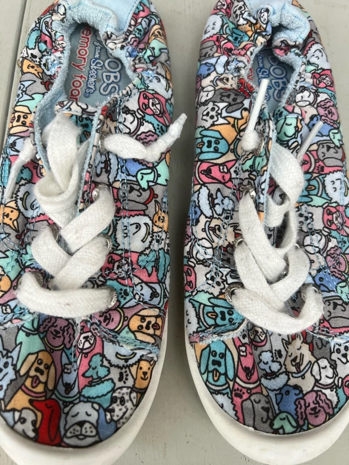Skechers Bobs Sneakers Womens Size 6 Dogs Flats Graphic Slip On Beach Shoes 3260 - Image 3 of 4