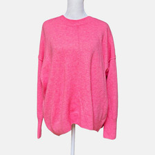 Vince Camuto Pink Solid Knit Crewneck Pullover Ribbed Trim Sweater Womens M