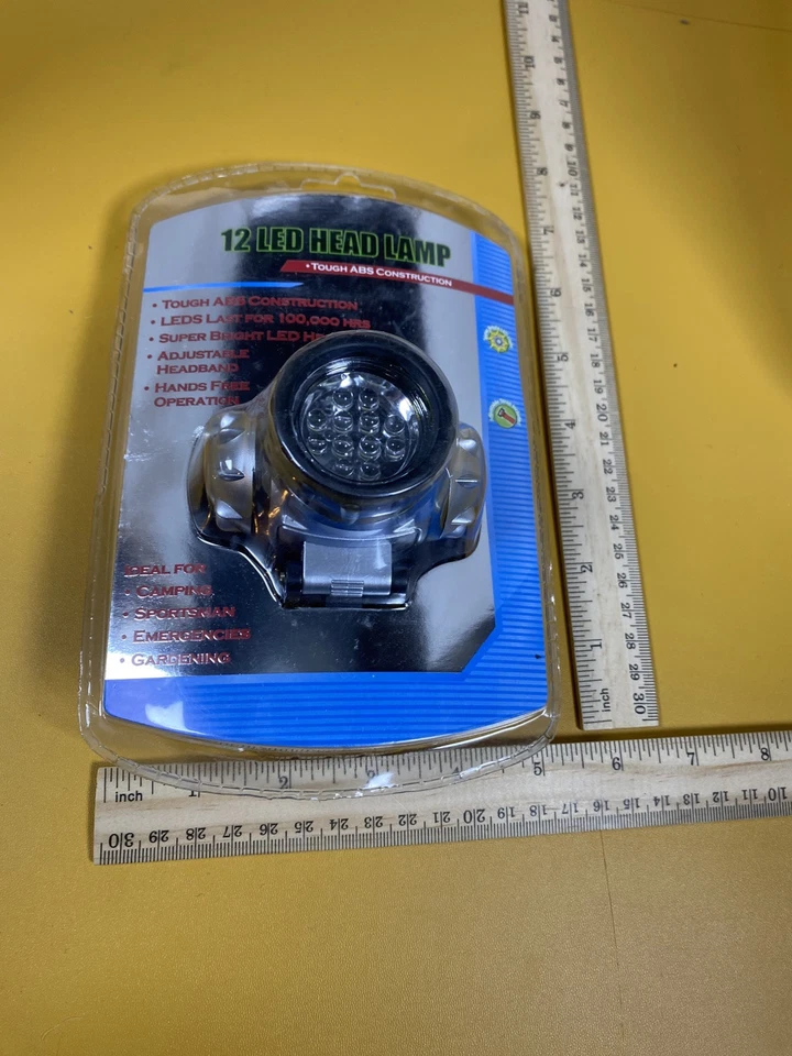 NUEVO 12 LED Faro Luz Linterna Antorcha Lámpara Campamento Correa Ajustable Foto 3 de 4