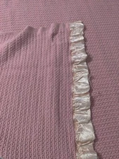 Shillcraft Cellular Pink Blanket Satin Trim 100% Wool Made in England **Damaged*