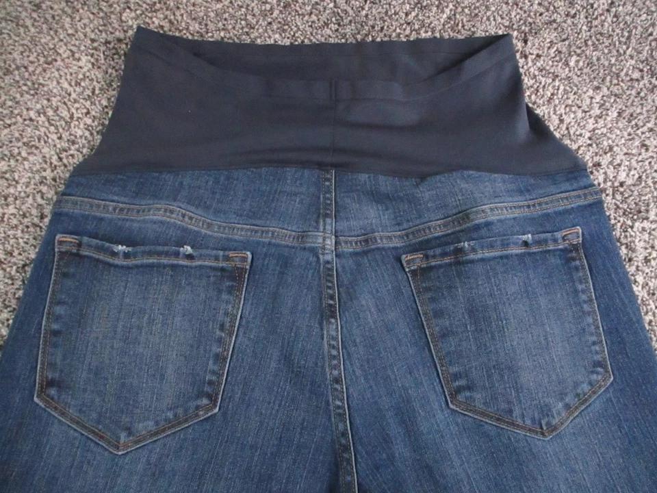 Old Navy Maternity Jeans Womens 14L Blue Skinny Full Panel Destructed Wash 35x32 - Image 2 of 4