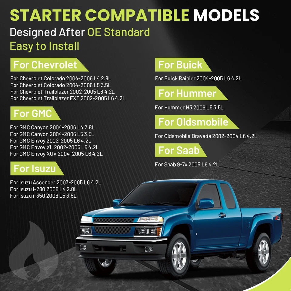 Starter For Chevrolet Trailblazer 2002 2003 2004 2005 GMC Envoy 2002-2004 6490 Foto 4 de 4