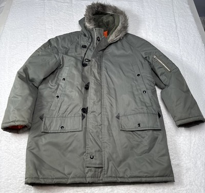 Vintage Military Flying Fur Parka N3-B Jacket Sz 44 Golden Fleece