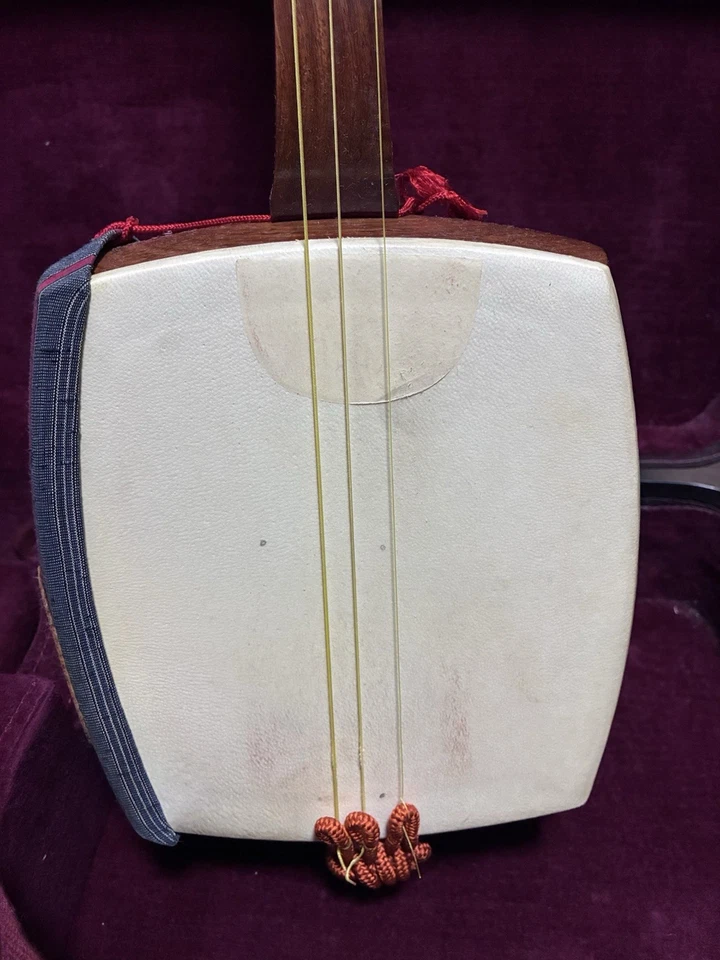 Japanese Shamisen Hard Case Set Music 3String Instrument Blue Beginner Bachi - Image 2 of 4