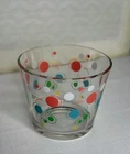 Vintage Federal Glass Ice Bucket Atomic Dots MCM 4.75”H & 5.75” Across 🧡🩵💚💛