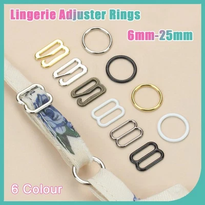 HOMEDIYER Metall BH Träger Verstell schieber/Haken Dessous Lingerie Verstellringe 6mm–25mm