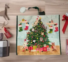 NEW Reusable Shopping Bag Cats & Kittens Coffee Cups Bag 19"x17"