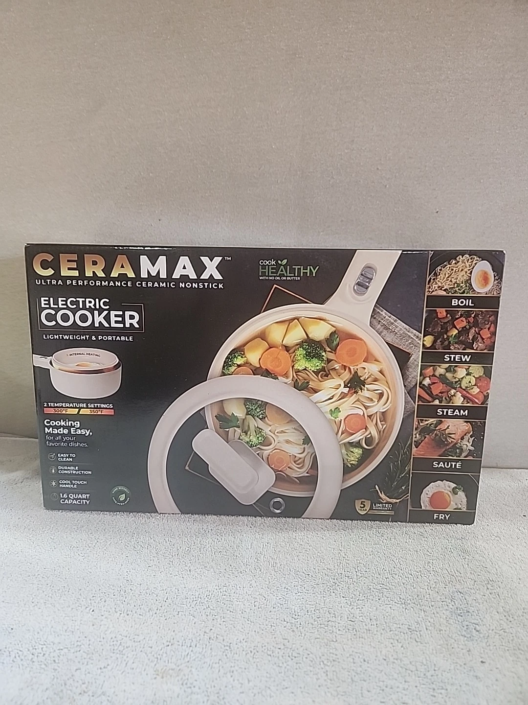 1.6 qt. Ceramax Portable Ceramic Nonstick Electric Multi-Cooker Cooking Pot