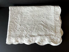 Martha Stewart Matelassé Pillow Sham Ivory Floral Scallop Standard Cotton NWOT