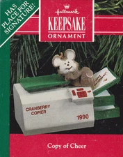 1990 Hallmark Keepsake Copy of Cheer Mouse On Copier Ornament NIB NEW IN BOX 
