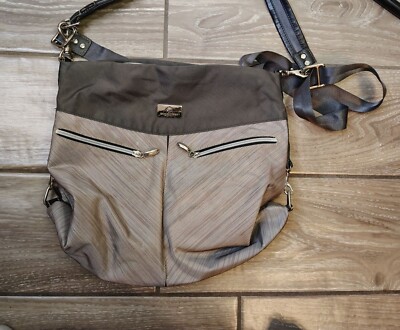 Eagle Creek Gray Stripe Crossbody Should Travel Purse Bag, Zip