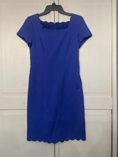 Talbots Womens Sheat Dress 4 Petite Square Neck Scalloped Hem Short Sleeve