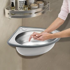 Small Wall Mount Bathroom Sink Modern Stainless Steel Bathroom Sink Silver SALE