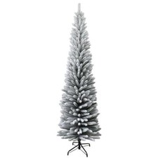 Snow Covered Christmas Tree Slim Pencil Artificial Bushy Pine XMAS HomeDecor 6FT