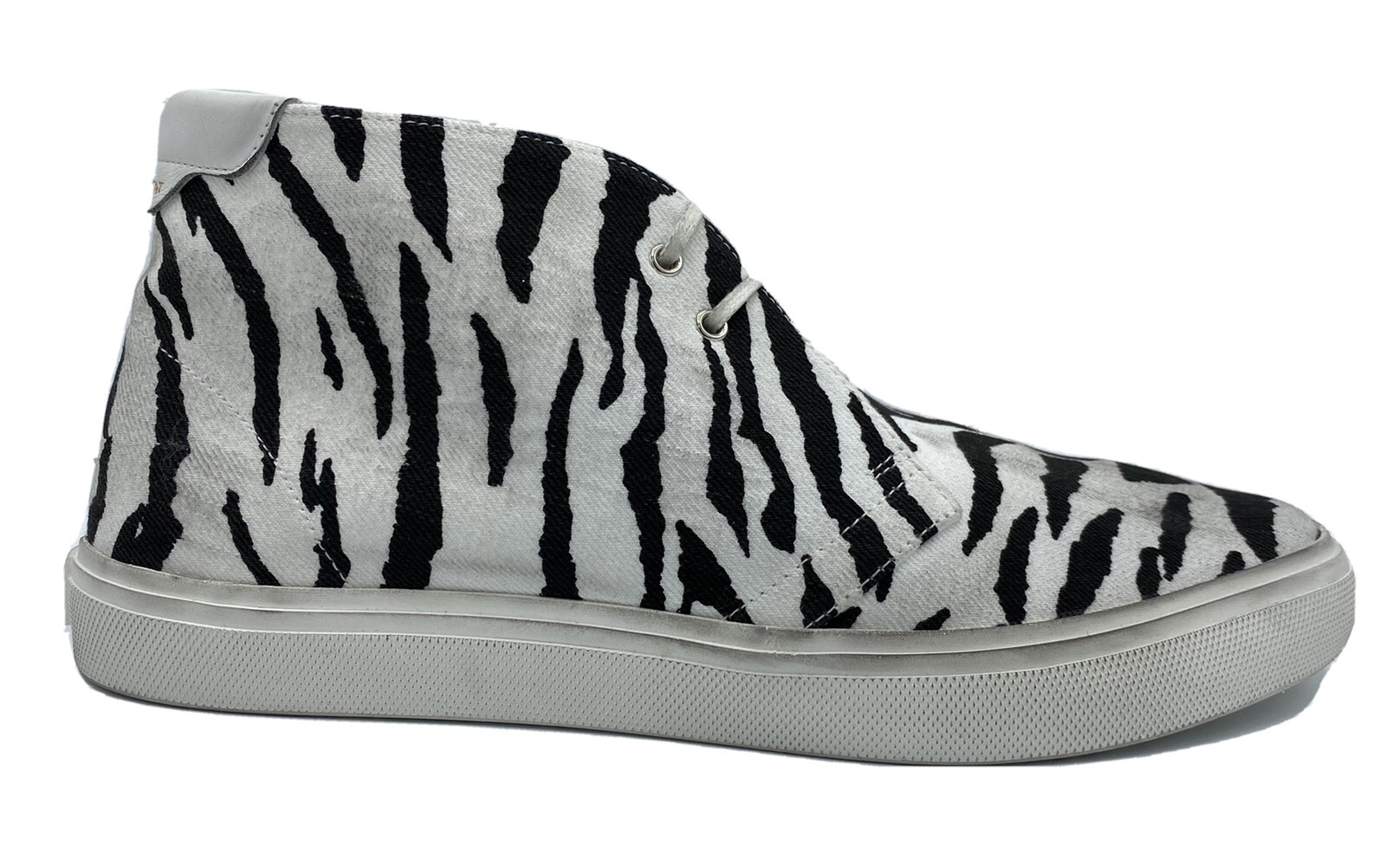 Sneakers alte Saint Laurent Zebra in tela $550 taglia US 10 5 Made in Italy