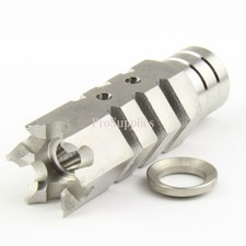 Stainless Steel Shark Muzzle Brake 1/2" x 28 Thread .223 /w Crush Washer