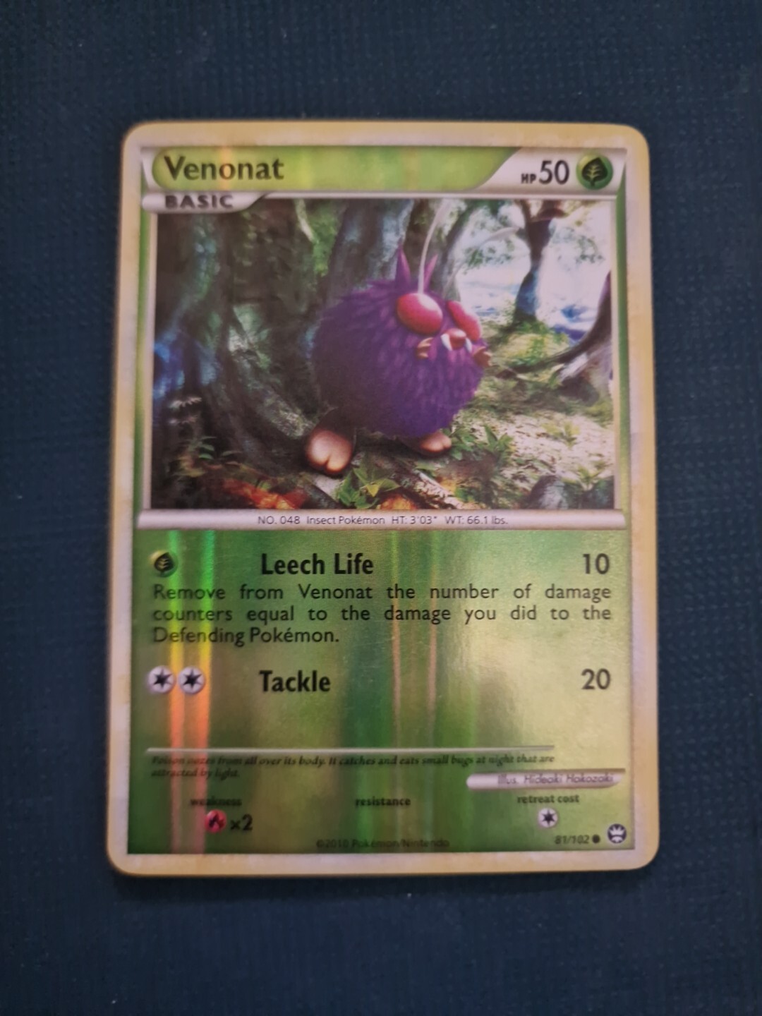 Venonat 81/102 HGSS Reverse Holo Triumphant Pokemon Card LP