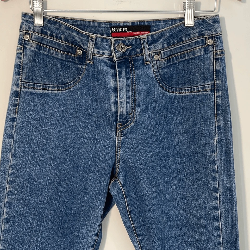 Kikit Women's Cropped Straight Leg Jeans Floral Embroidered Denim Blue Size 8 - Image 2 of 4