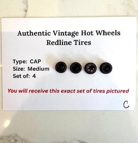 Hot Wheels Vintage ORIGINAL REDLINE CAP Tires Size MEDIUM Unaltered Set Of 4