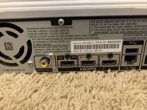 Sony BDV-E280 3D DVD Bluray 5.1Ch 1000W HDMI (in/out) ricevitore LAN FM con telecomando - Foto 8 di 11
