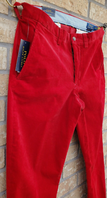 Polo by Ralph Lauren 赤 チノパン ルーズフィット Polo Ralph Lauren Men's Stretch Straight Fit RED Corduroy Pants
