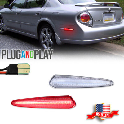 2x Clear Lens Red LED Rear Fender Side Marker Lights For 2000-2003 Nissan Maxima