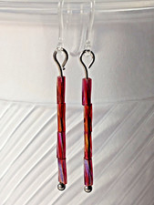 Red AB Glass Beaded Earrings Handmade by Me, Hypoallergenic Hooks
