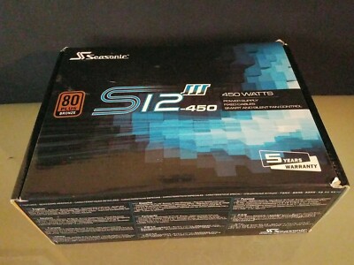 Seasonic S12III-450 80+Bronze Power Supply Fixed Cables Smart & Silent Fan ctrl