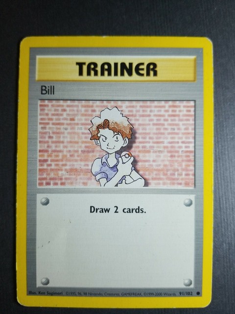 Rare Bill Pokemon Trainer Card 1995 91 102 Lightly Used Condition EBay