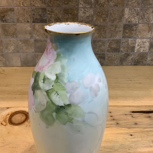 Rare Antique Porcelain Germany Rosenthal Bavaria Vase Hand Painted Gold Rim Rose - Picture 9 of 23