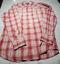 Brooks Dunn Collection Panhandle Slim Mens Lrg Pearl Snap Embroidered Guitar