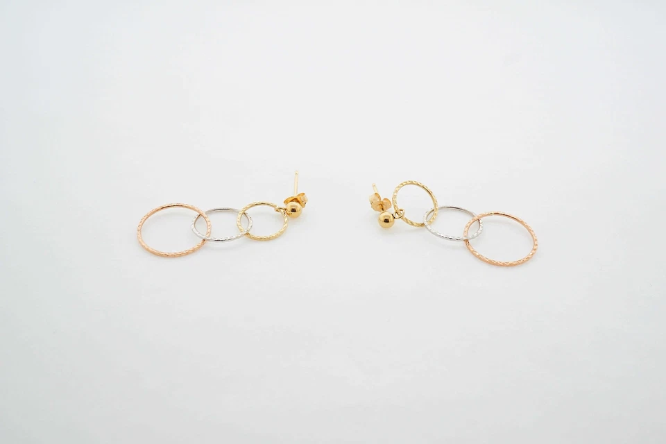 Pendientes de araña colgantes/gota de oro multicolor de 14 k con cierre de mariposa Foto 4 de 4