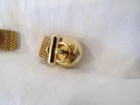 Vintage Goldtone Mesh Wrap Art Deco Cufflinks Round Blue Stone 21mm — photo 4