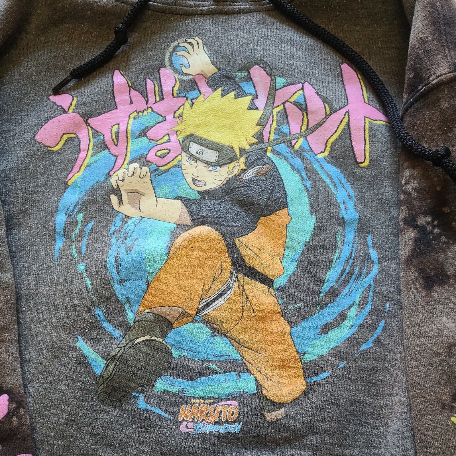 Naruto Shippuden Sweatshirt with Drawstring Hoodie Tie Dyed Brown Anime