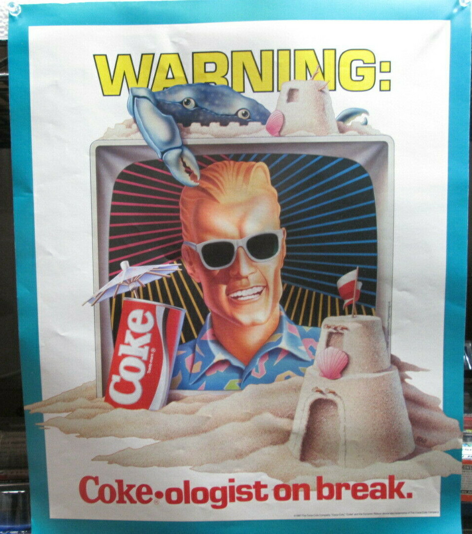 ORIGINAL RETRO '87 COCA~COLA MAX HEADROOM WARNING COKE