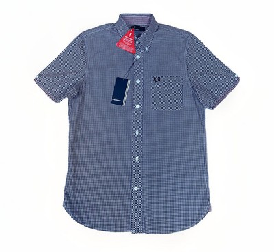 Fred Perry Shirt Mens Small Black White Check Gingham Ska Mod Scooter 60s BNWT