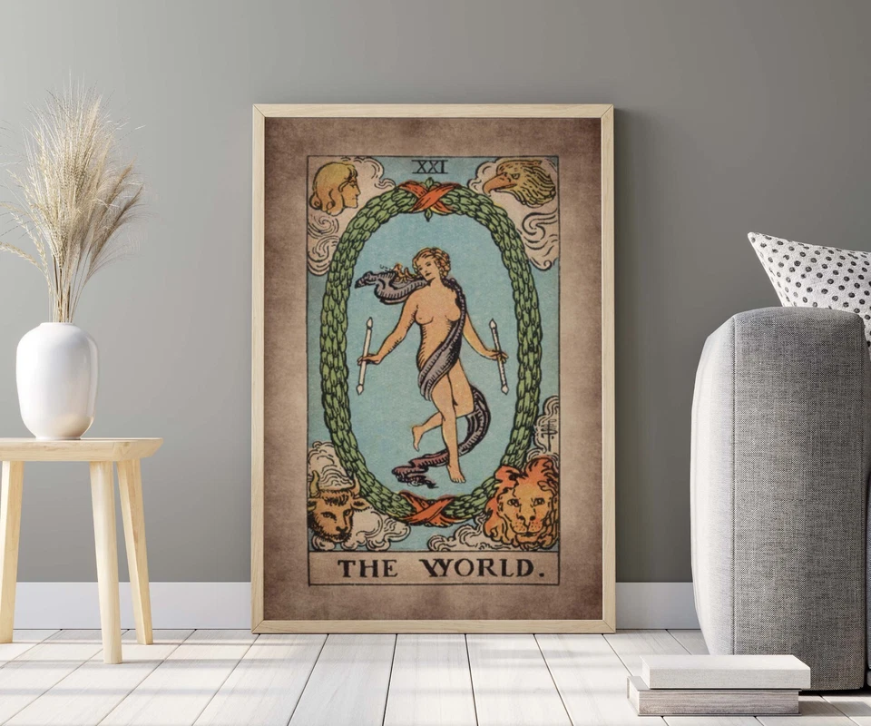 Tarot Card The World framed canvas print or poster Magic vintage wall Home Decor - Image 2 of 4