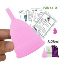 Menstruationstasse 100 % weiches medizinisches Silikon KLEINE GRÖSSE PINK Farbe UK VERKÄUFER