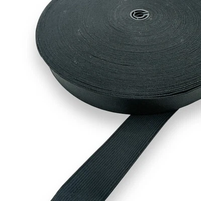 MAGIC OF ELASTIC BLACK 25mm FLAT 1" WOVEN BAND PREMIUM SEWING GARMENT CLOTHING CORD MASK