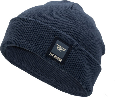 FLY RACING Andy Beanie Navy - Fits 100% Acrylic Ribbed Knit Hat
