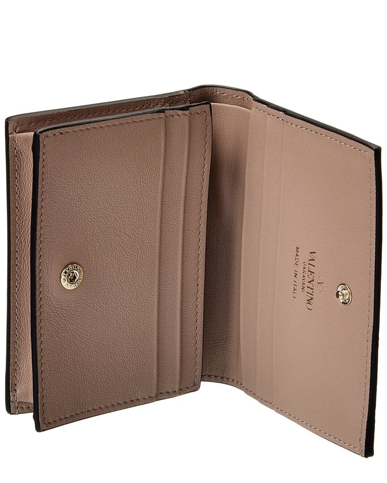 Porta-cartões feminino Valentino Rockstud couro rosa - Imagem 4 de 4