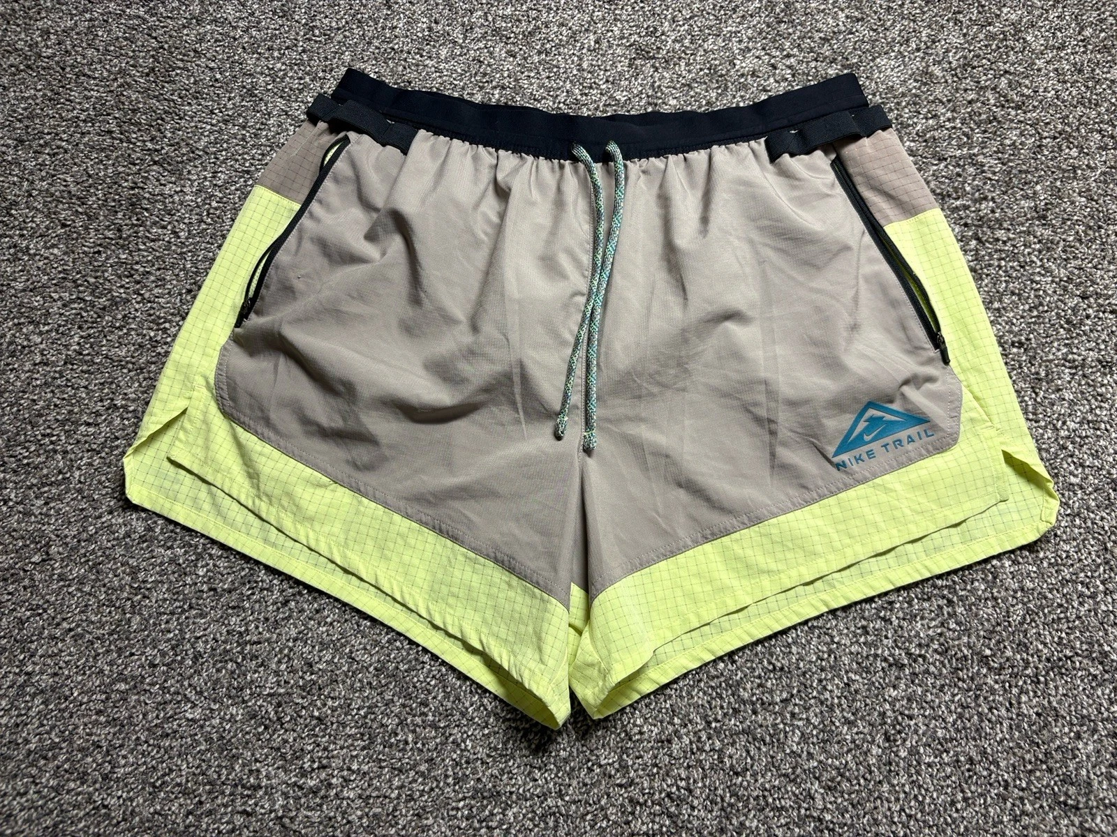Nike Stride Trail Running Shorts Mens XL Green Neon Brief Lined DN4480-736