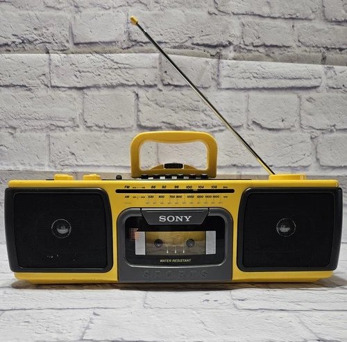 Vintage Boombox Cassette Player Sony CFS-920 Sports Yellow AM/FM Tested Works VG